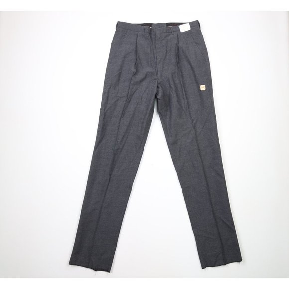 NOS Vintage 30s 40s Mens 34x36 Pleated Wool Blend Chinos Pants Trousers Gray